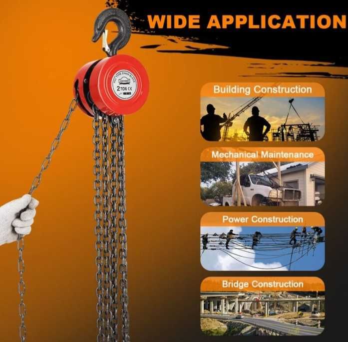 Ръчна верижна Лебедка с верига 3 метра - 1 тон ,2 тона и 3 тона