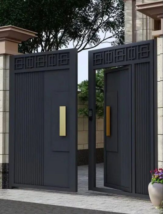 Ворота в стиле хай тек и лофт забор hi-tech darvoza