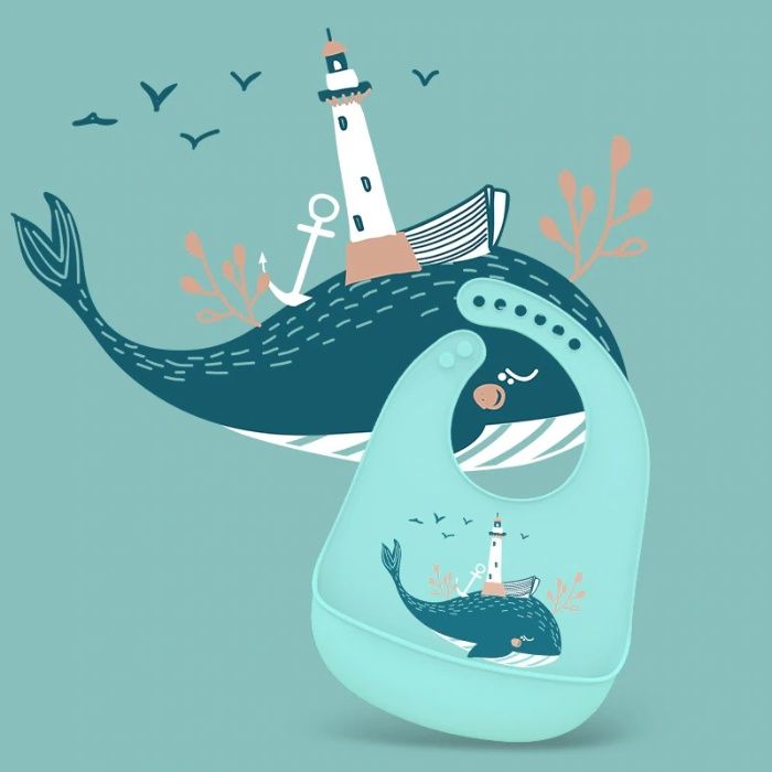 Bavetica hranire bebelusi nou silicon moale reglabila buzunar colector