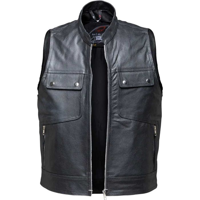 Vesta moto de piele de vaca Noua Black Highway