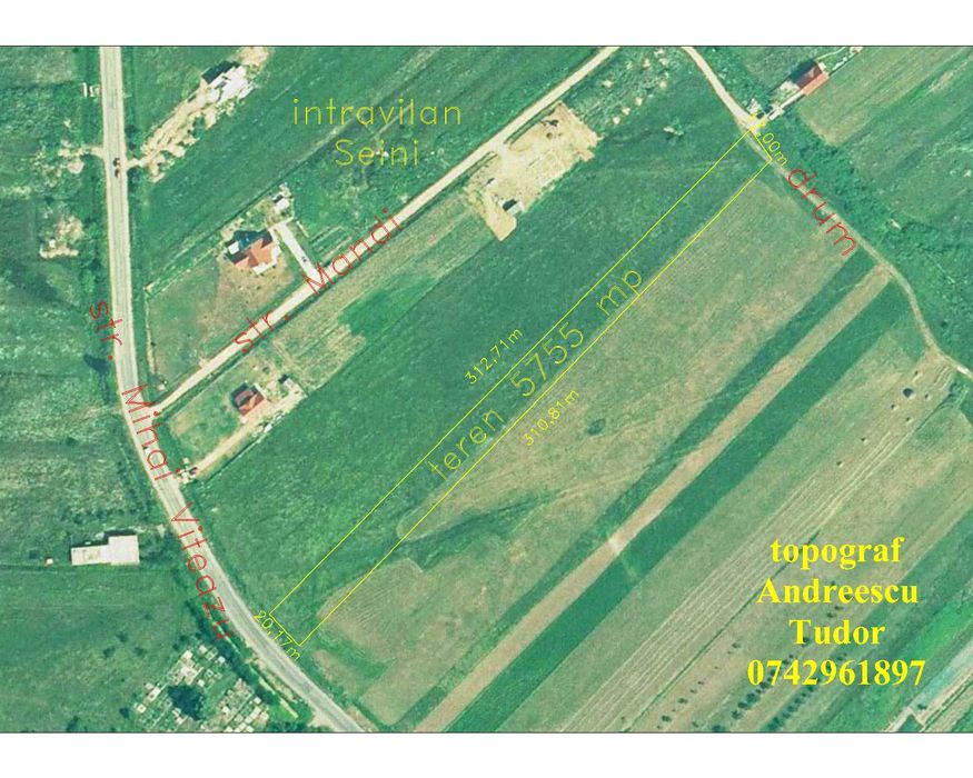 5755 mp teren intravilan Seini de vanzare, toate utilitățile, asfalt, construibil, plat, acces dublu