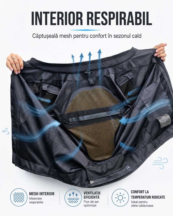 Geacă Moto de Vară PES Grand Air 2.0 cu Protecții CE Level 2 | Certificare AA, Rosu