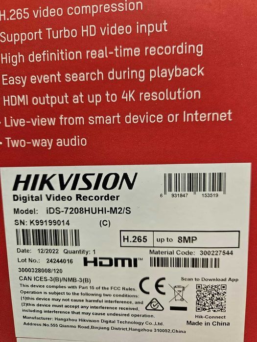 DVR Hikvision IDS-7208HUHI-m2/s nou