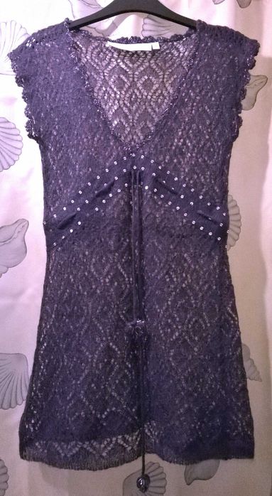 Veste superba impletita gauri Vesta lunga mohair fin cu fir lame paiet