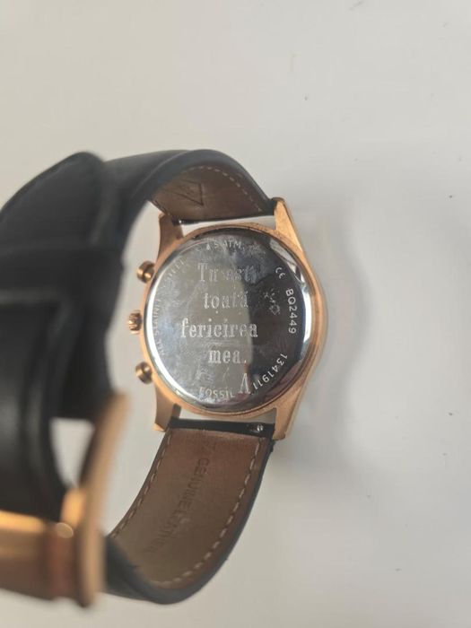 Fossil, Ceas cu curea piele, Neagra -P-