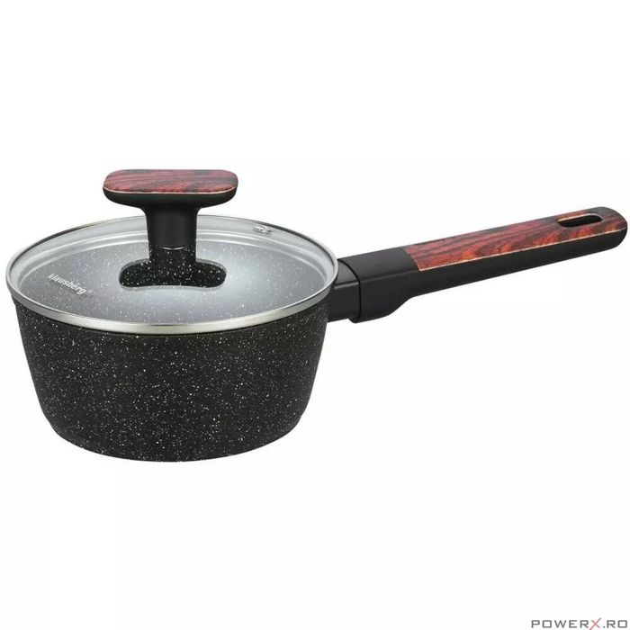 Set oale si tigai, 12 bucati, acoperit antiaderent, negru cu manere