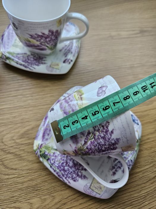 Set 4 cesti si 4 farfurioare model lavanda