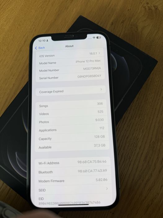 Apple iPhone 12 Pro Max, 128GB, 5G, Graphite