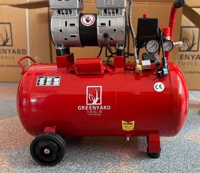 Въздушен Безмаслен компресор за въздух Greenyard 24л / 550W  обезшумен