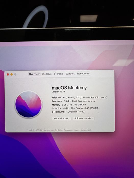 Apple MacBook Pro 2017  15-7360U / 8GB / 128GB SSD ID-XXL9510