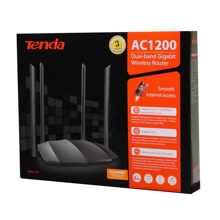 Router Wireless Gigabit TENDA AC8 Dual Band AC1200 4 antene sigilat nou