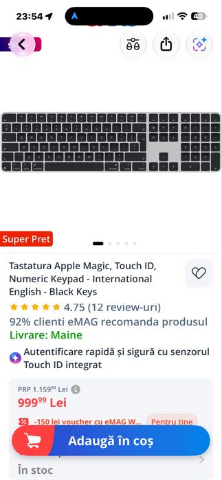 Apple Magic Keyboard cu Touch ID