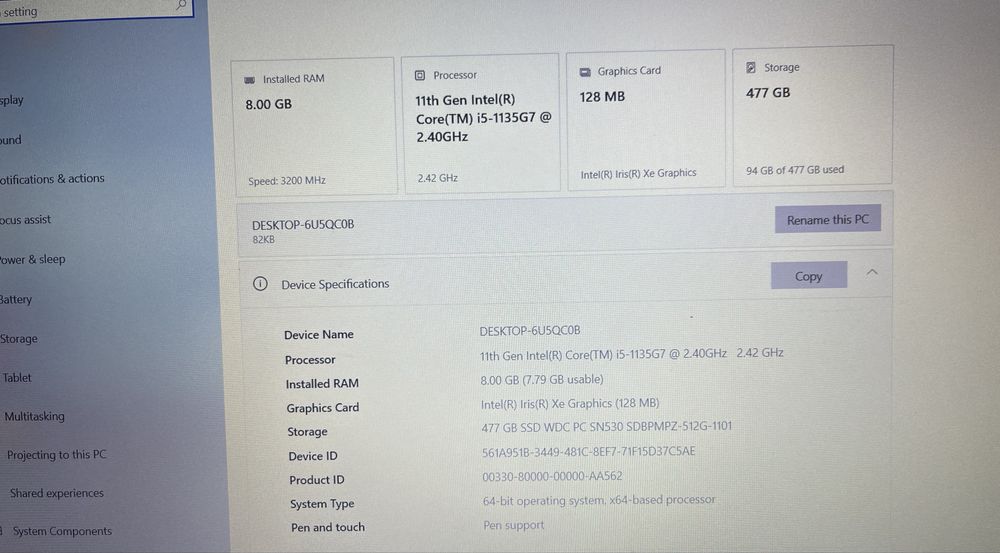 Laptop Lenovo V15 - Intel Core i5