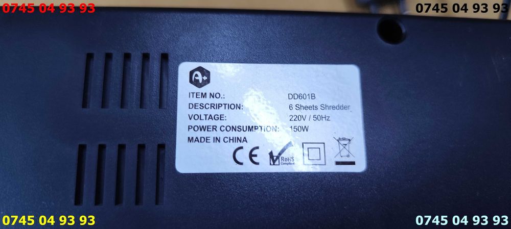 tocator distrugator hartie shreder model DD601B perfect functional