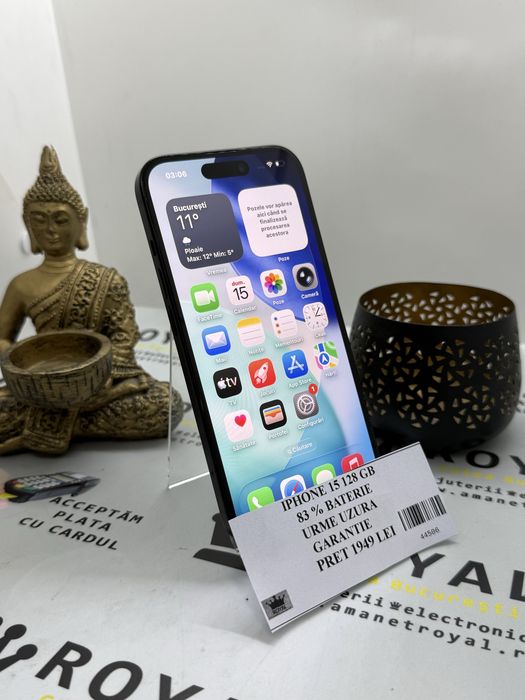 Amanet ROYAL : Iphone 15 128 GB / 83 Baterie / Liber Retea / Garantie