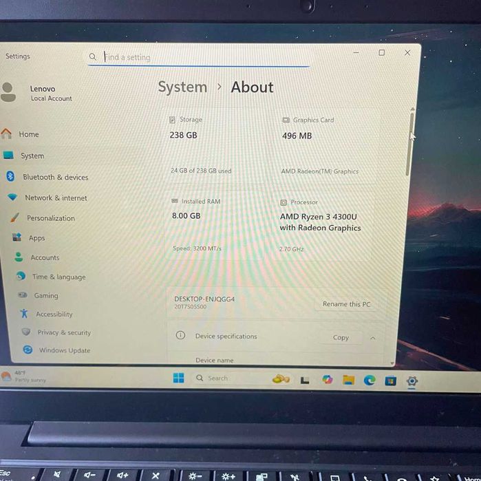 AMD Ryzen 3 4300u, Lenovo ThinkPad E14 Gen 2, 8GB RAM DDR4, 256GB NVMe