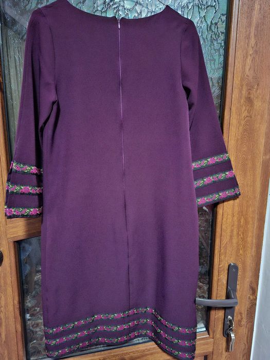 Rochie mov lungime medie cu motive florale marimea 42 M-L