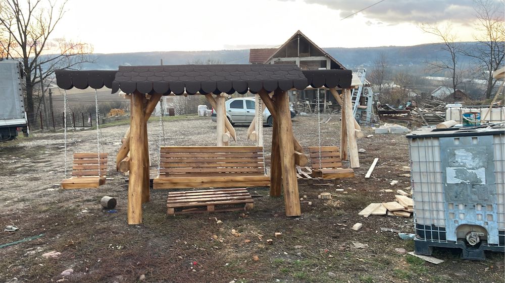 Leagan din bile de brad / balansoar lemn rotund