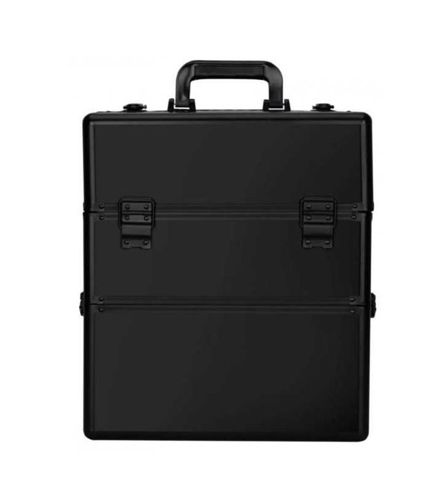 Geanta 2in1 tip troler pt manichiură - cosmetice - XXL negru-argintiu