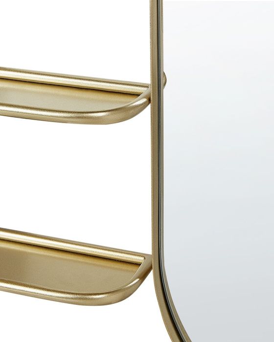 Oglindă de perete cu cârlige și rafturi din Metal Auriu,Beliani