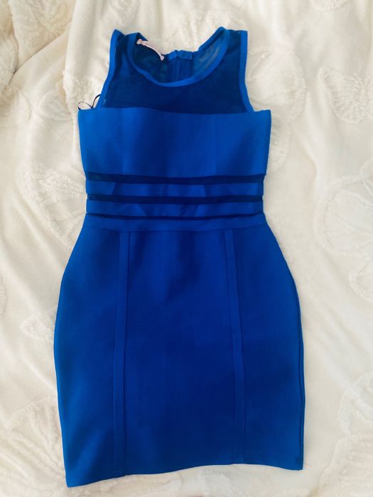 Синя еластична рокля