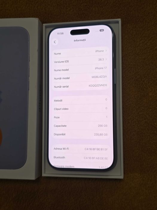 iPhone 17 256GB Mist ca nou garanție