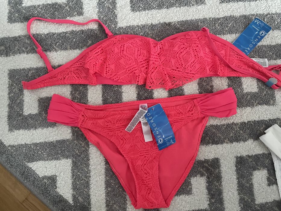Costum baie XS,S,M,sutien push-up,alb,corai,roz,portocaliu,albastru