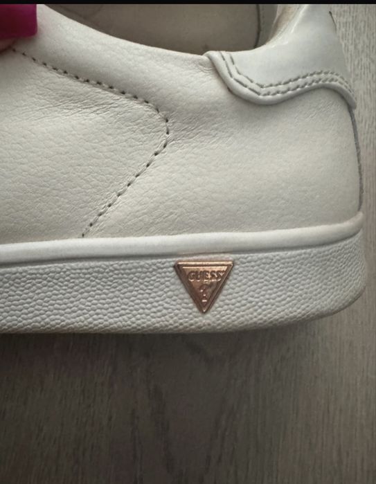 Guess sneakers white and gold glitter real leather