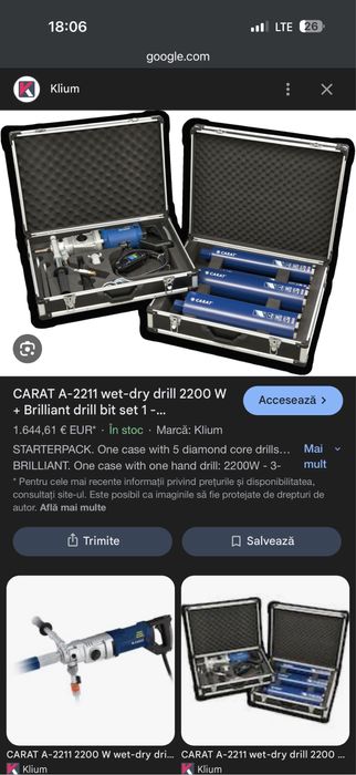 Masina de carotat manuala Carat A-2211 /200mm cu carote incluse