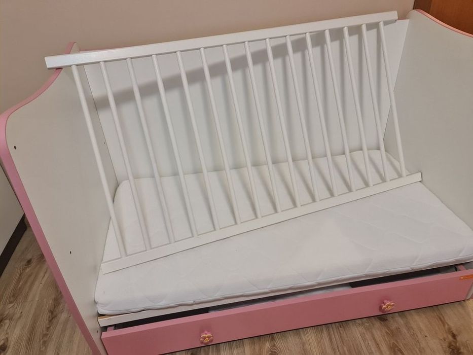 Бебешка кошара LORELLI Dream 60/120 бяло-розова с Матрак Детско Лего
