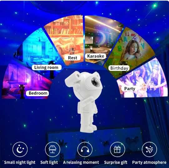 Нови Астронавт звезден проектор, Нощна лампа за деца, модел ULTRA музи