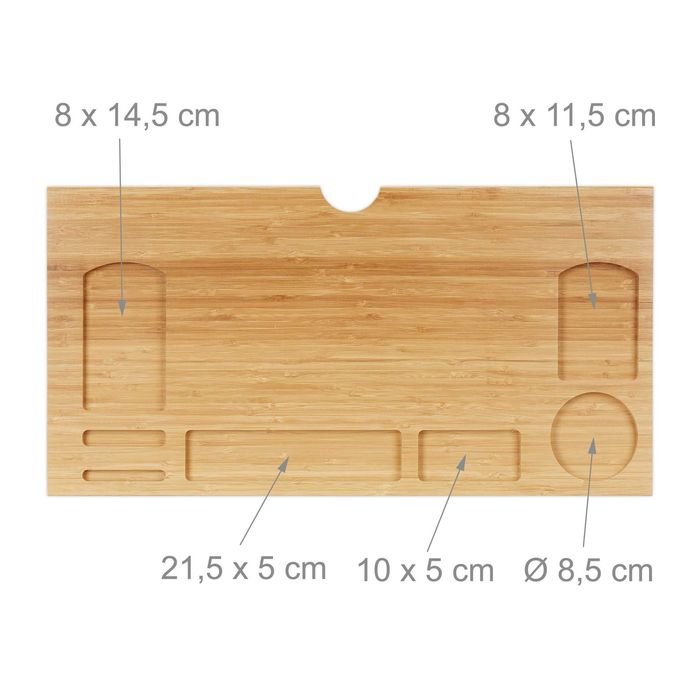 Suport pentru monitor din bambus, cu 7 compartimente pentru ustensile