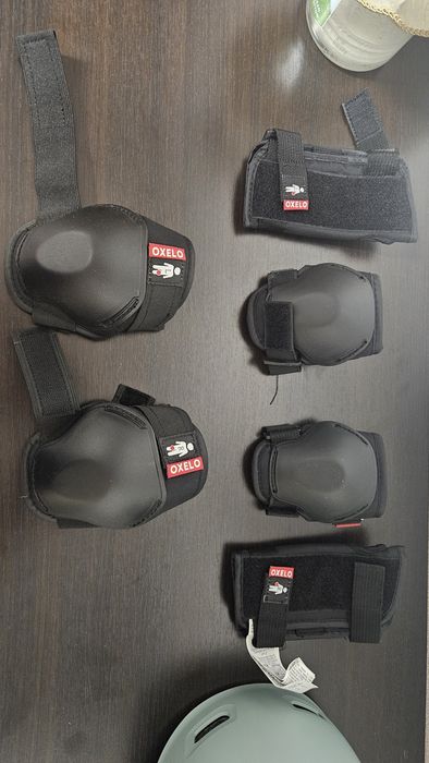 Set casca bicicleta OXELO + Protecții coate, genunchi, palme