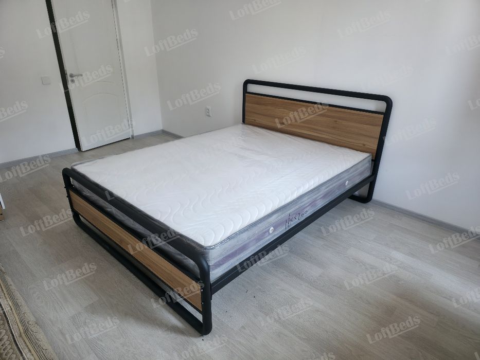 Кровать в стиле hi-tech, Двуспальная кровать, temir krovat, matras tel