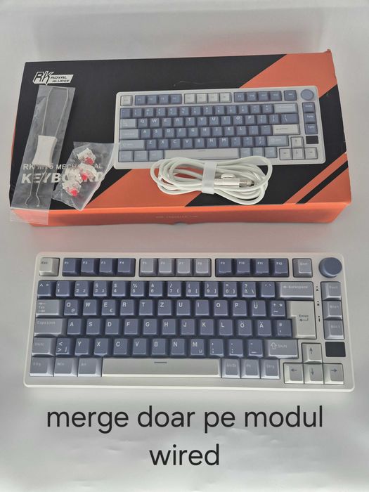 Tastatura Royal Kludge M75 Blue - Red Switch (Doar Wired) - Resigilat