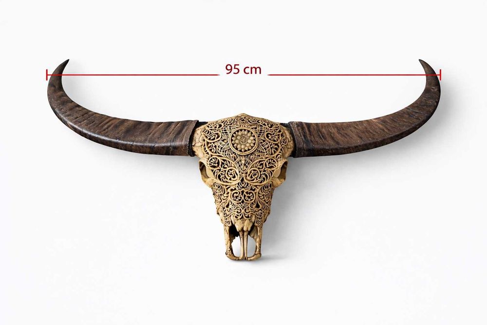 Ръчно резбован череп от бивол