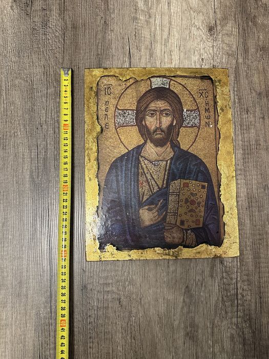 Icoană Iisus Hristos Pantocrator (Milostivul) – Reproducere bizantină pe lemn, 30x25 cm