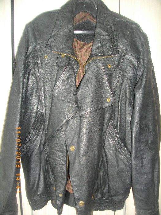 Мъжко Яке Естествена Кожа Телешка Напа Почти Ново №50 Българско Голямо