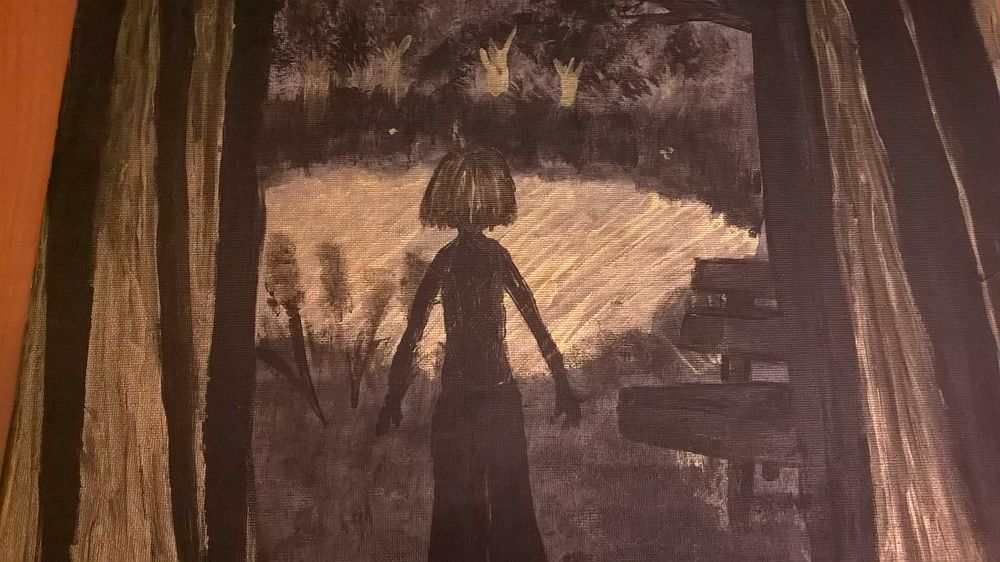 Gothic Art * tablou modernist abstract deviant art semnat 50x50 ulei panza colectie