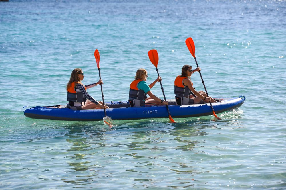 Caiac-canoe gonflabil 4 locuri X100+ Husă - produs resigilat Decathlon