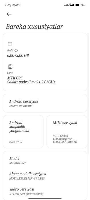 redmi note 10S sotiladi 8/128