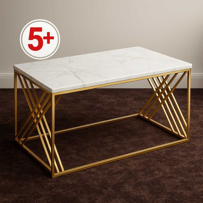 Журнальный стол 120x60x50 с MDF столешницей и золотым каркасом