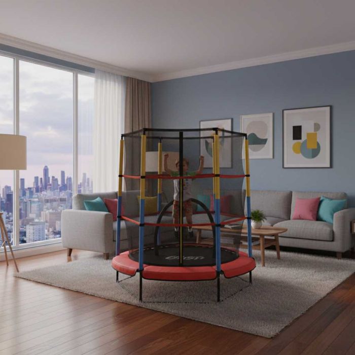 Детски Батут с вътрешна мрежа Byox - Hop, 4.5 FT, 140 cm, червен