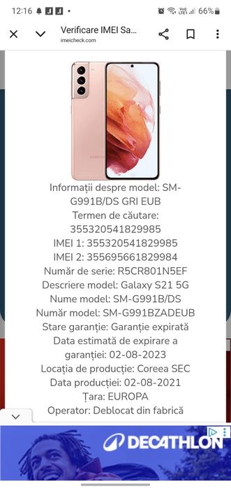 Piese Samsung s21 defect