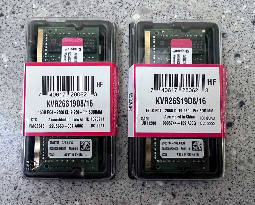 Memorie Laptop 16GB DDR4 2666MHz sau Kit 32GB Kingston sodimm Sigilata