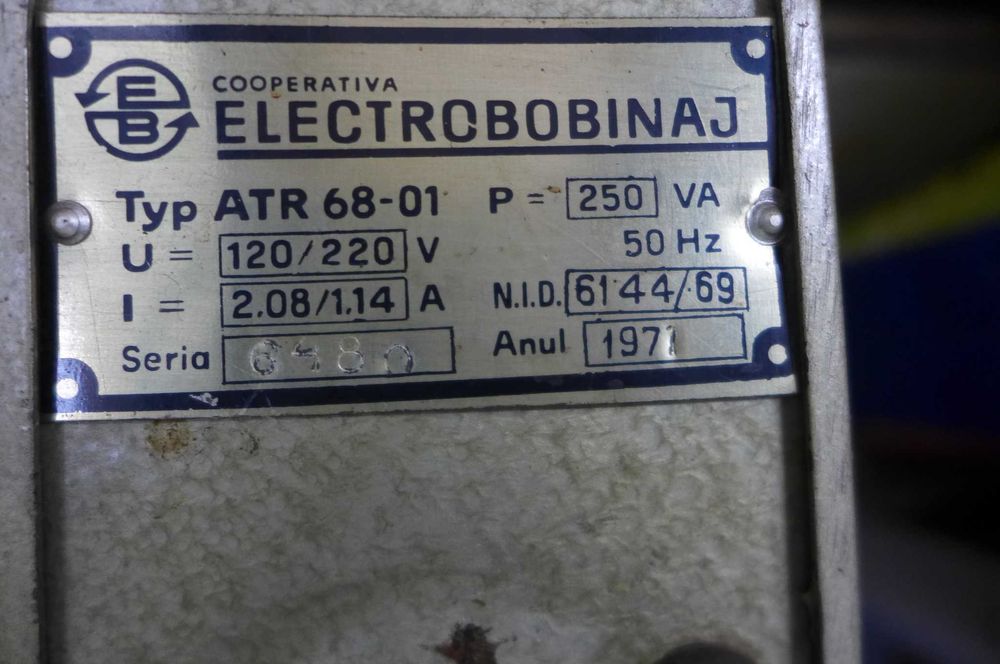 Transformator Romanesc ELECTROBOBINAJ Typ ATR 68-01 250VA 110-220V