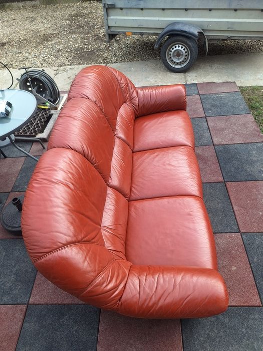 Canapea piele naturală + fotoliu