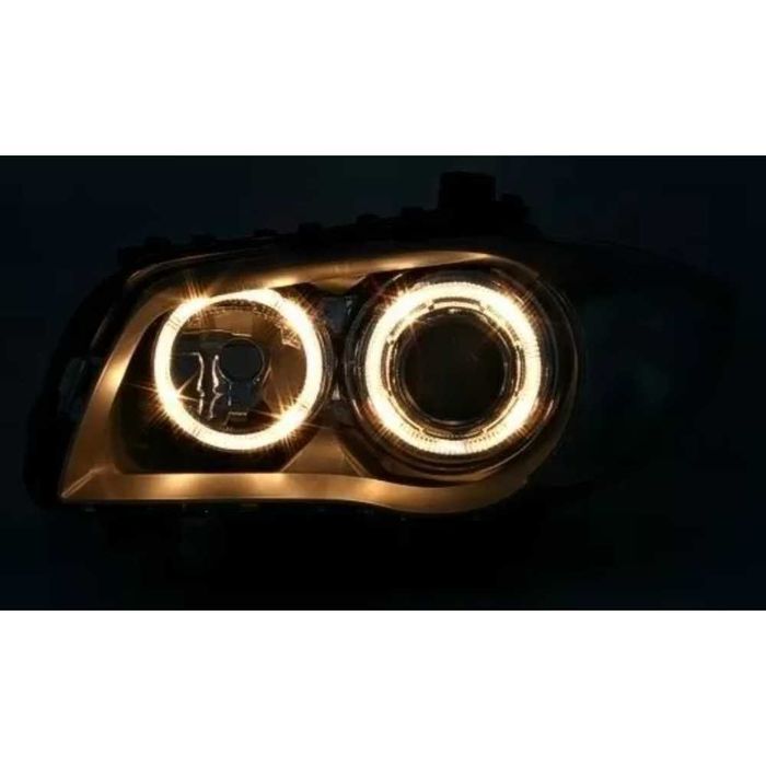 Кристални фарове за BMW E87 Angel Eyes (2004-2011) - черни