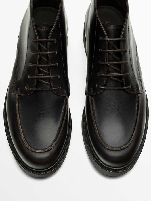 Ghete derby 44 split toe Massimo Dutti NOI piele naturala moale negru