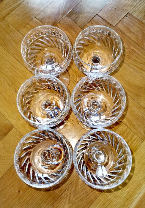 Антикварни кристални чаши комплект сет сервиз кристал шампанско вино 6